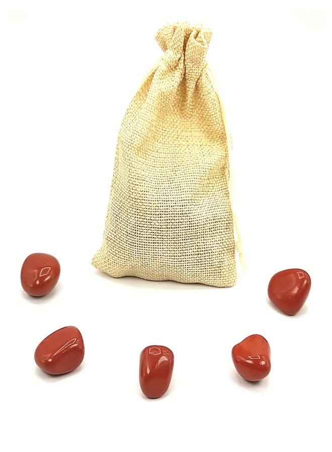 Plus Value أحجار اليشب الأحمر من بلس فاليو، حجر ناري لفاستو فنغ شوي، شاكرا أورا، كريستالات علاجية شخصية ريكي (200 غرام، مع حقيبة من الجوت) - Image 5